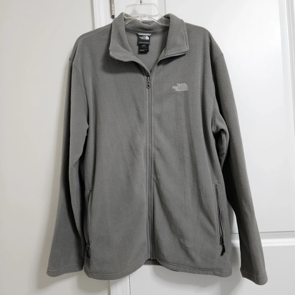 The North Face Fleece Jacket Mens XL Gray TKA 100 Full Zip Mock Neck Activewear